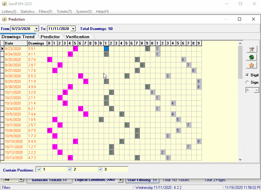 Predicting the next drawing winning number with SamP3P4