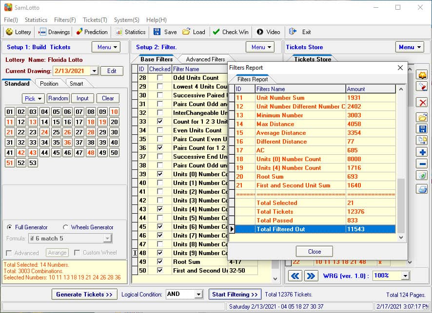 Eliminate Florida Lotto Bad Combinations with SamLotto Filters