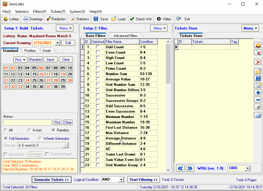 Maryland Bonus Match 5 Combinations Generator