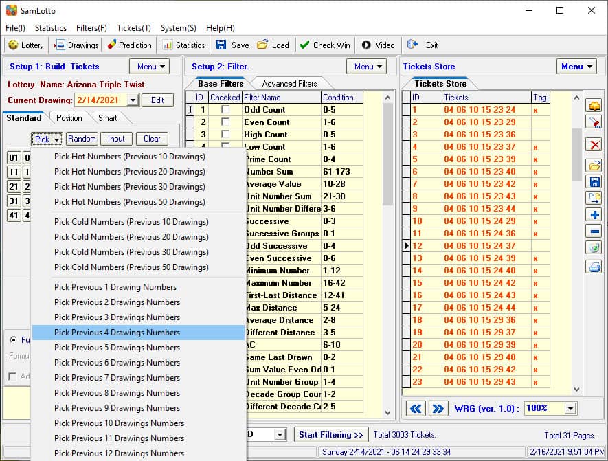 Picking Arizona Triple Twist Numbers