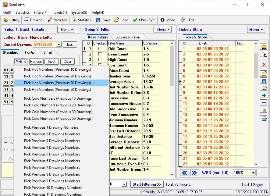 Quick Picking Florida Lotto Lottery Numbers with SamLotto