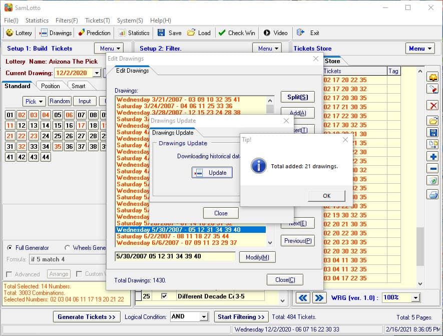 Update Arizona The Pick drawing results (SamLotto Lottery Software)