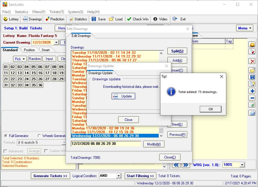 Use SamLotto Lottery Software to Update Florida Fantasy 5 Results 