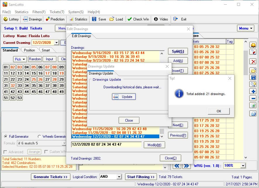 Update Florida Lotto Drawings Results with SamLotto Lottery Software