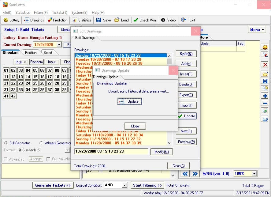 Use SamLotto Lottery Software to Update Georgia Fantasy 5 Drawings Results