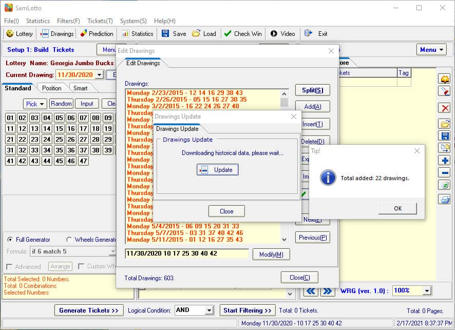 Use SamLotto Lottery Software Update Georgia Jumbo Bucks Lotto Drawings Results