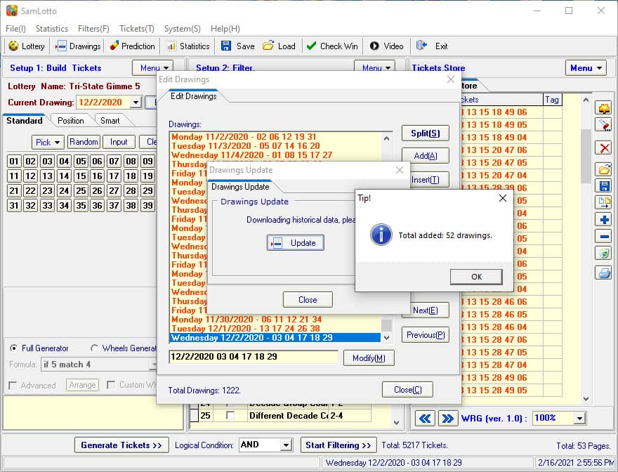 Upload the results of the Gimme 5 using SamLotto lottery software