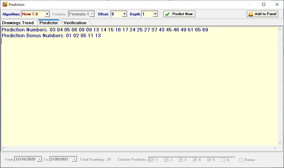 algorithm for predicting lottery numbers