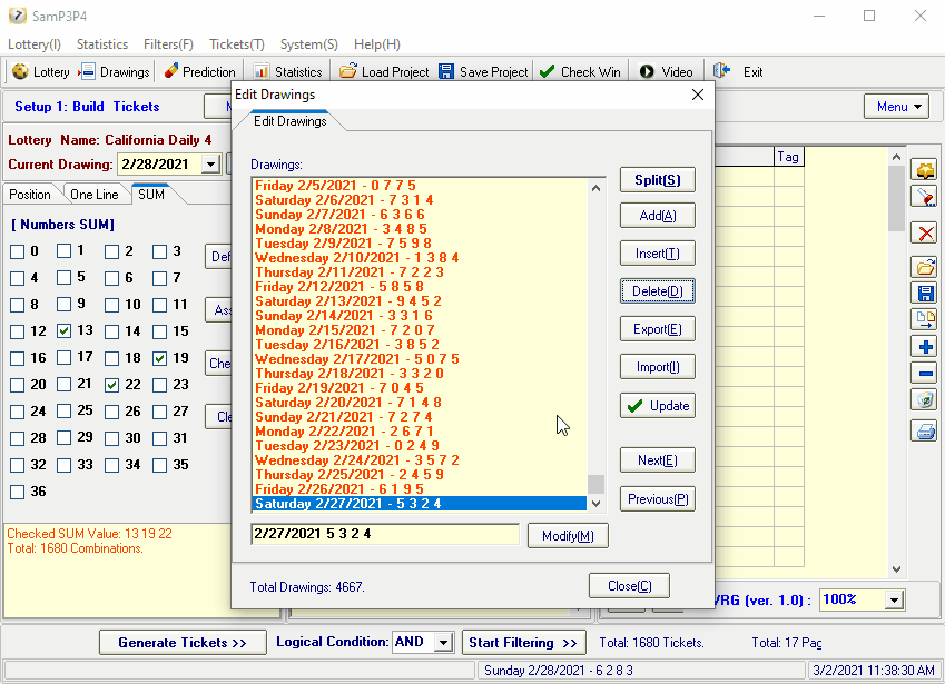 Manually Enter the Draws Results